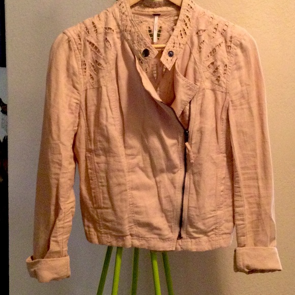 Free People cotton/ linen moto jacket - Picture 1 of 8
